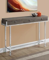 Monarch Specialties Chrome Metal 48"L Accent Table in Dark Taupe