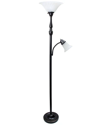 Elegant Designs 2 Light Mother Daughter Floor Lamp with White Marble Glass