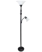 Elegant Designs 2 Light Mother Daughter Floor Lamp with White Marble Glass