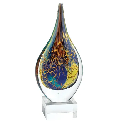 Badash Crystal Firestorm Teardrop Art Glass Sculpture