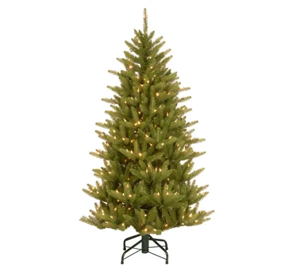 National Tree 4.5' Feel Real(R) Fraser Slim Hinged Tree with 300 Clear Lights