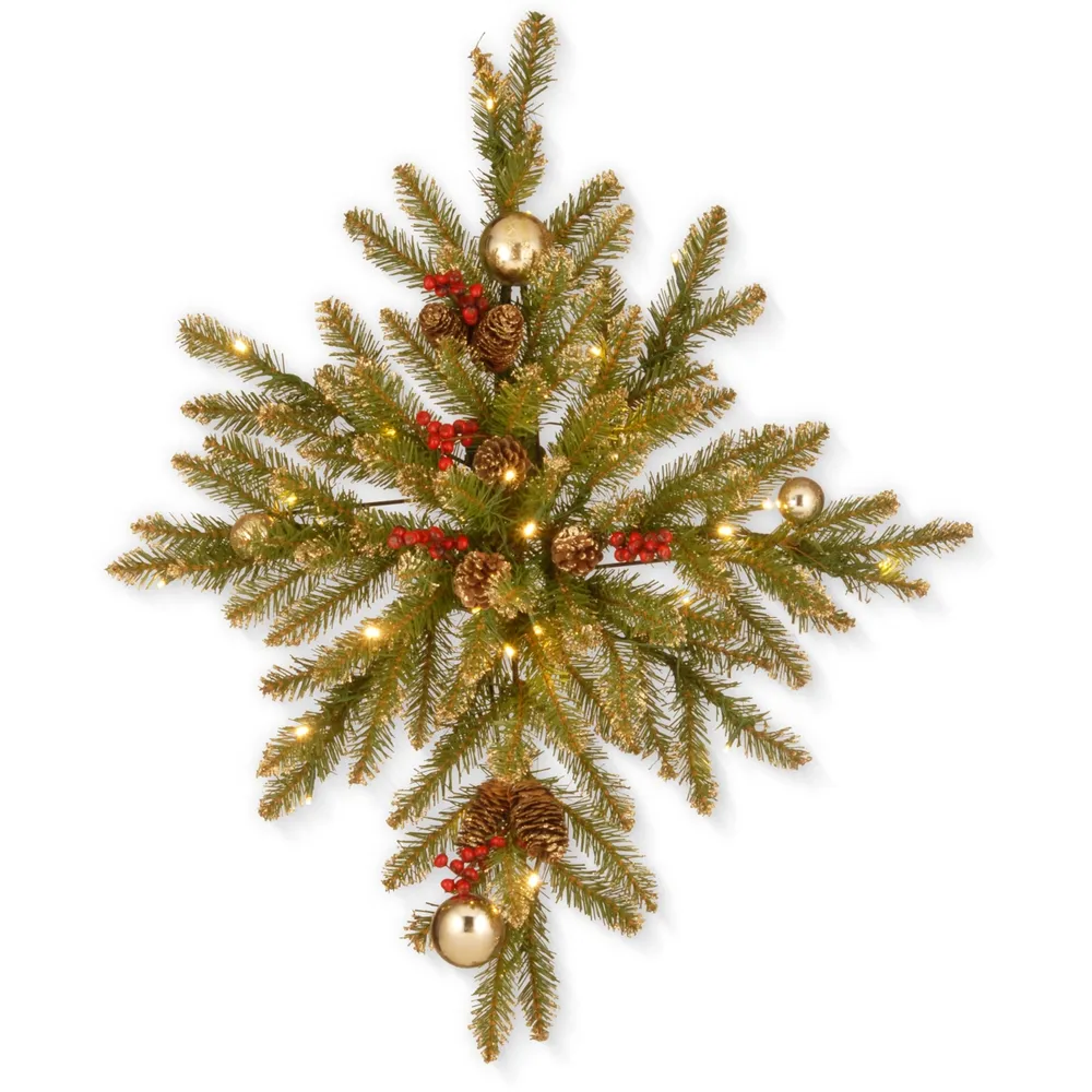 National Tree Company 32" Gold Dunhill Fir Bethlehem Star w/ 35 Warm White Battery Operated Led Lights