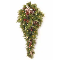 National Tree 36" Frosted Berry Teardrop with Battery Operated Warm White Led Lights