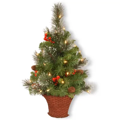 National Tree 3 ft. CrestwoodR Spruce Half Tree with Battery Operated Warm White Led Lights