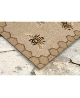 Liora Manne Front Porch Indoor/Outdoor Honeycomb Bee Natural 2' x 3' Area Rug