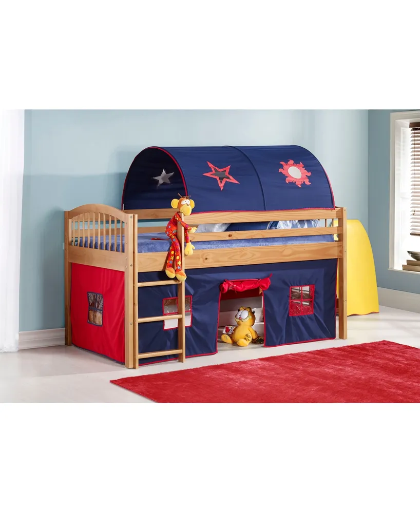 Addison Cinnamon Finish Junior Loft Bed,Tent and a Playhouse with Trim
