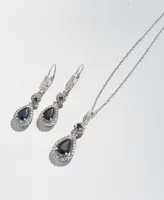 Sapphire (1-3/8 ct. t.w.) and Diamond (1/3 Pear Drop Earrings 14k White Gold (Also Available Emerald Ruby)