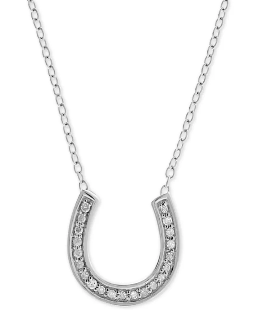 Diamond Horseshoe 18" Pendant Necklace (1/10 ct. t.w.) Sterling Silver