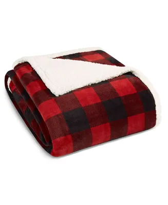 Eddie Bauer Mountain Plaid Ultra Soft Plush Fleece Reversible Blanket