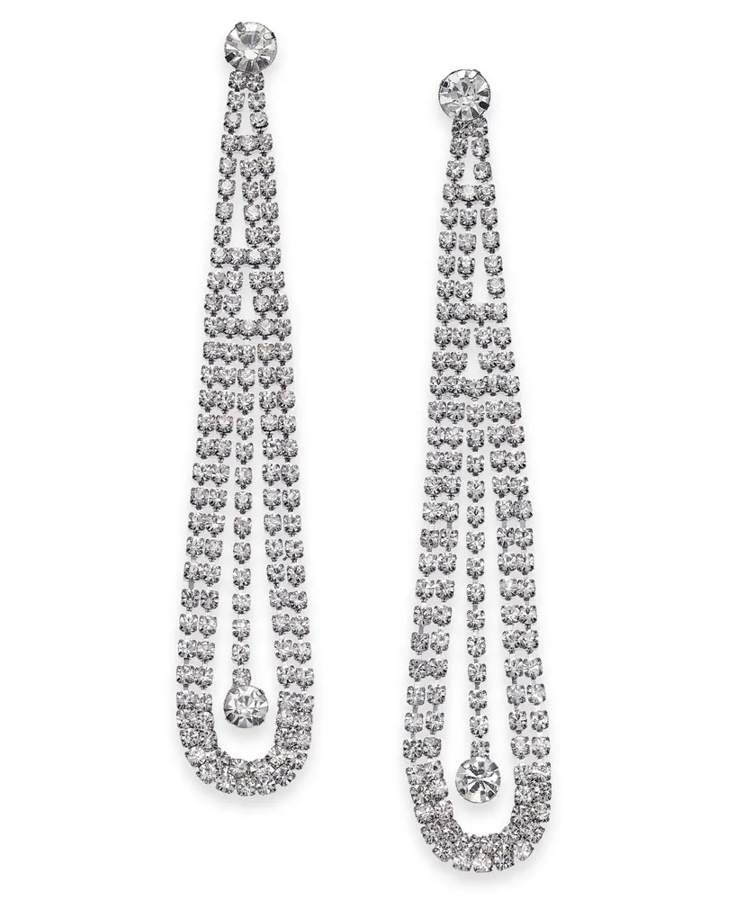 I.n.c. International Concepts Silver-Tone Crystal Pendulum Drop Earrings, Created for Macy's