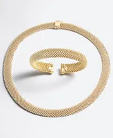 Italian Gold Mesh Bangle Bracelet 14k over Sterling Silver