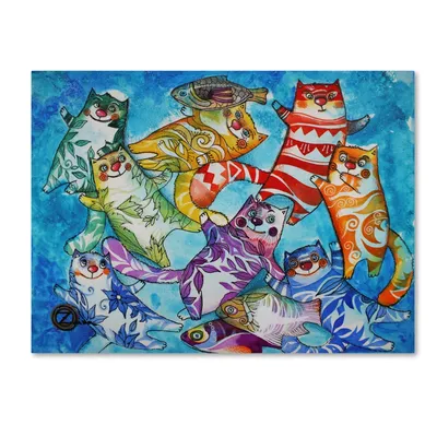 Oxana Ziaka 'Cats And Fish' Canvas Art