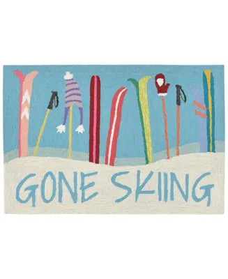 Liora Manne Front Porch Indoor/Outdoor Gone Skiing Blue 2'6" x 4' Area Rug