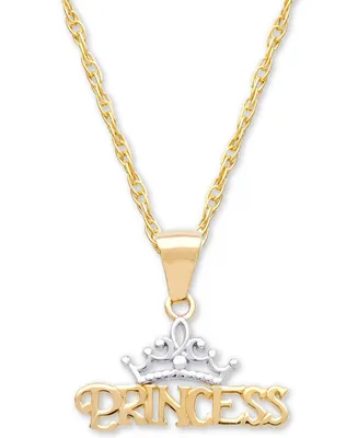 Disney Children's Princess Tiara 15" Pendant Necklace in 14k Gold