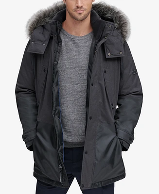 Marc New York Men's Mixed-Media Parka with Removable Hood