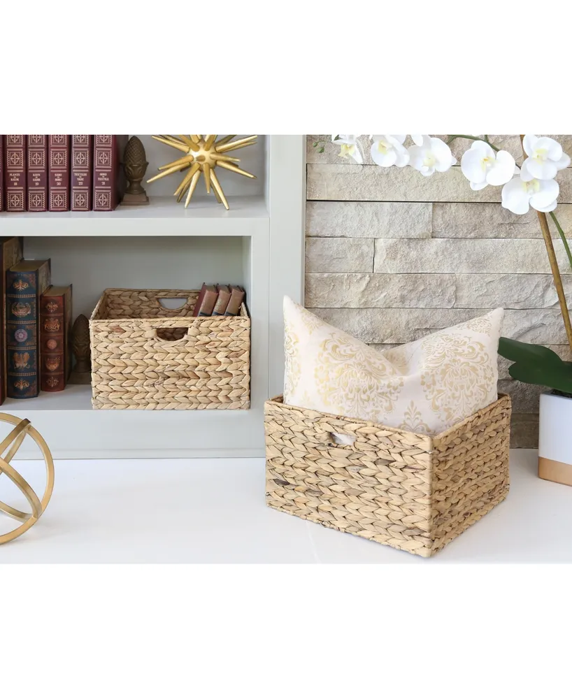 Seville Classics Woven Hyacinth Storage Cube Basket, Set Of 2