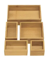 Seville Classics Bamboo Storage Box Drawer Organizer 5 Piece Set