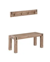 Woodstock Acacia Wood With Metal Coat Hook And Bench Set