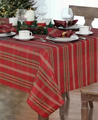 Elrene Shimmering Plaid Tablecloth Collection