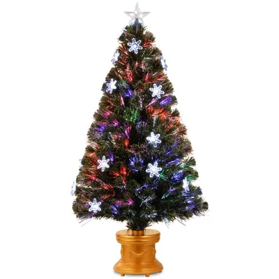 National Tree 48" Fiber Optic Fireworks Tree with Snowflakes