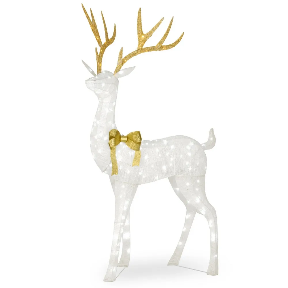 National Tree Company 75" Pre-lit Crystal White Standing Buck