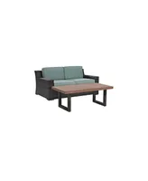 Beaufort 2 Piece Outdoor Wicker Seating Set With Mist Cushion - Loveseat, Coffee Table