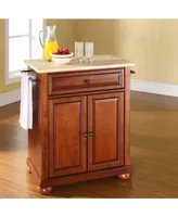 Alexandria Natural Wood Top Portable Kitchen Island