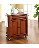 Solid Granite Top Portable Kitchen Cart Island