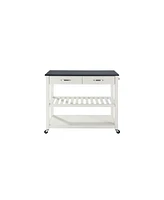Solid Granite Top Kitchen Cart Island With Optional Stool Storage