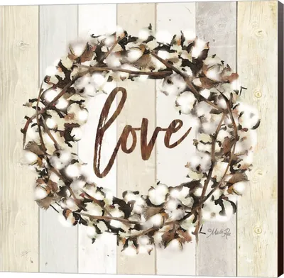 Love Cotton Wreath By Marla Rae Canvas Art