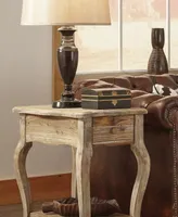 Alaterre Furniture Rustic - Reclaimed Chairside Table, Driftwood