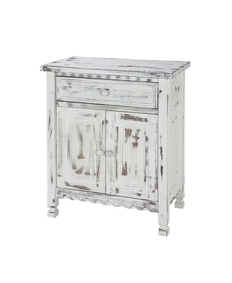 Country Cottage Accent Cabinet, White Antique Finish