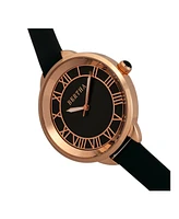 Bertha Quartz Madison Collection Black And Rose Gold Leather Watch 36Mm