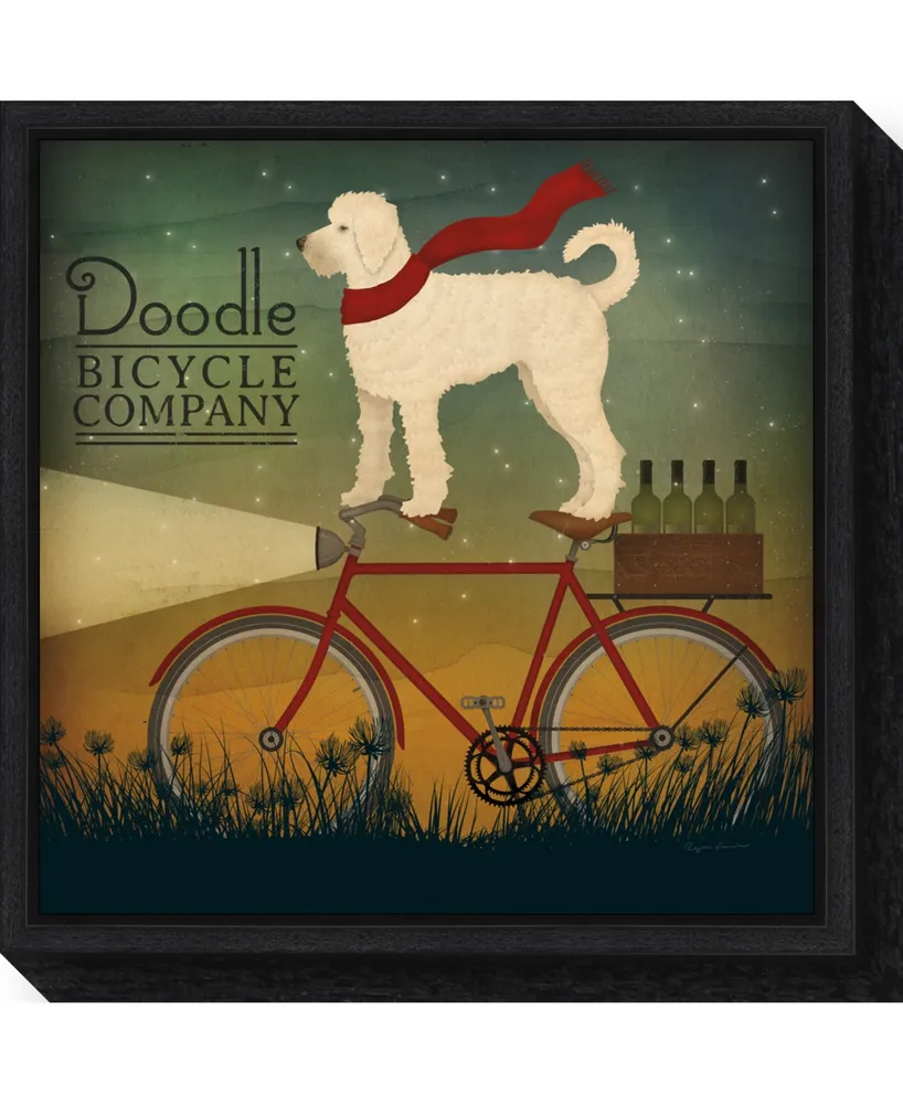 Amanti Art White Doodle on Bike Summer by Ryan Fowler Canvas Framed Art