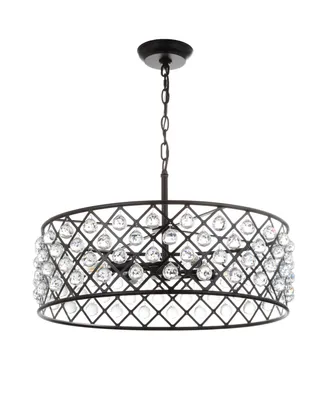 Jonathan Y Gabrielle 23" Crystal,Metal Led Pendant Oil-Rubbed