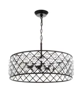 Jonathan Y Gabrielle 23" Crystal,Metal Led Pendant Oil-Rubbed