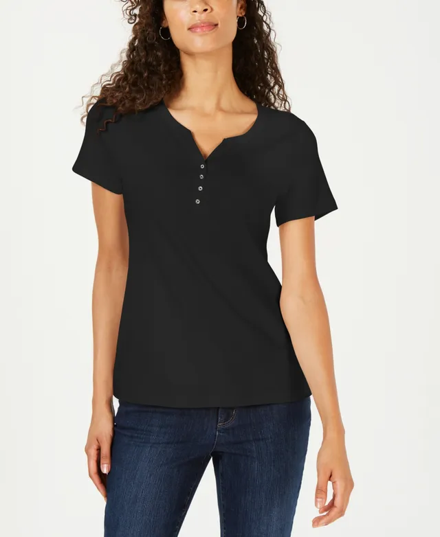 Petite Cotton Scoop-Neck Top, Created for Macy's