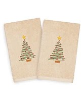 Linum Home Christmas Tree 100% Turkish Cotton 2-Pc. Hand Towel Set