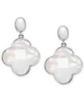 Mother-of-Pearl Clover Drop Earrings in Sterling Silver