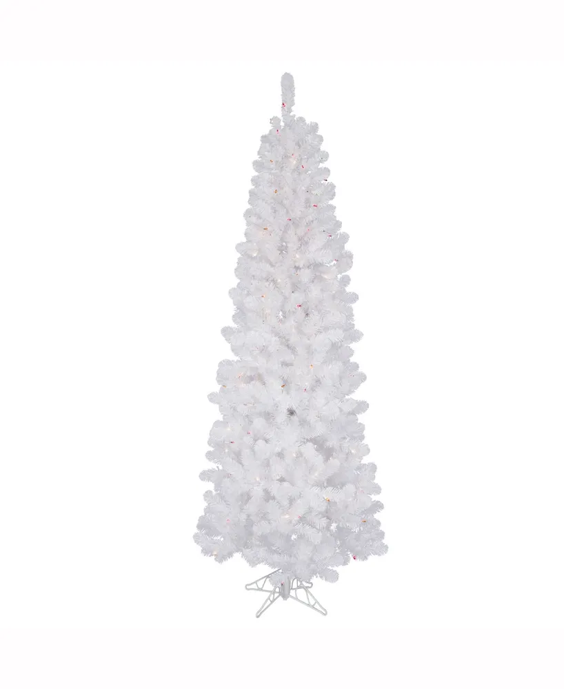 Vickerman ft White Salem Pencil Pine Artificial Christmas Tree With Multi