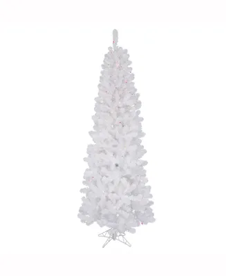Vickerman ft White Salem Pencil Pine Artificial Christmas Tree With Multi