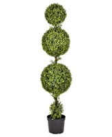 Vickerman 5' Artificial Potted Triple Ball Green Boxwood Topiary