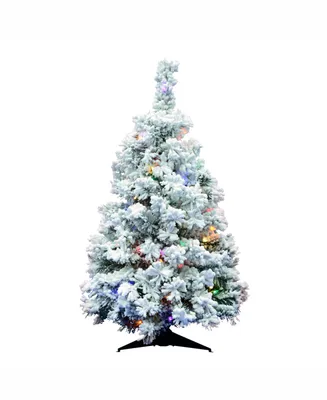 Vickerman 5.5 ft Flocked Alaskan Pine Artificial Christmas Tree With 500 Multi Led Lights