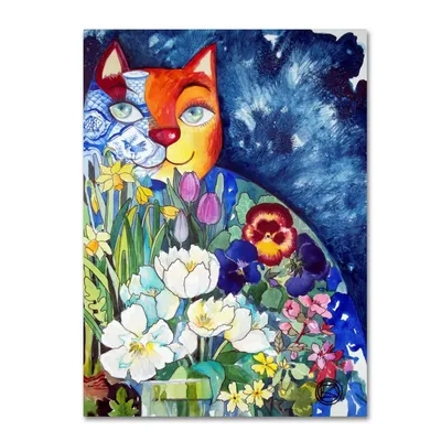 Oxana Ziaka 'Spring Cat' Canvas Art - 19" x 14" x 2"