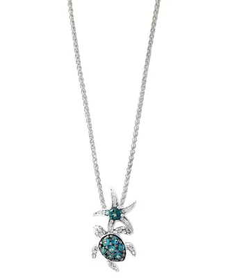 Effy Blue Topaz (9/10 ct.t.w.) and Diamond Accent Pendant in Sterling Silver