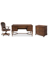 Clinton Hill Cherry Home Office, 3-Pc. Set (Writing Desk, Lateral File Cabinet & Leather Desk Chair)