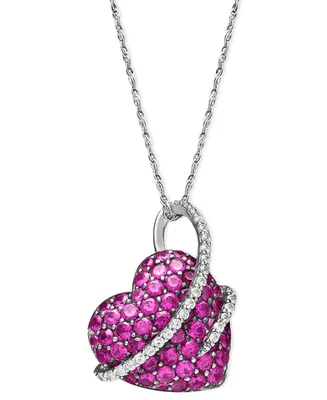 Ruby (2-1/2 ct. t.w.) and Diamond (1/5 ct. t.w.) Heart Pendant in Sterling Silver