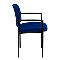 Comfort Navy Fabric Stackable Steel Side Reception Chair With Arms