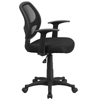 Mid-Back Black Mesh Swivel Task Chair With Arms