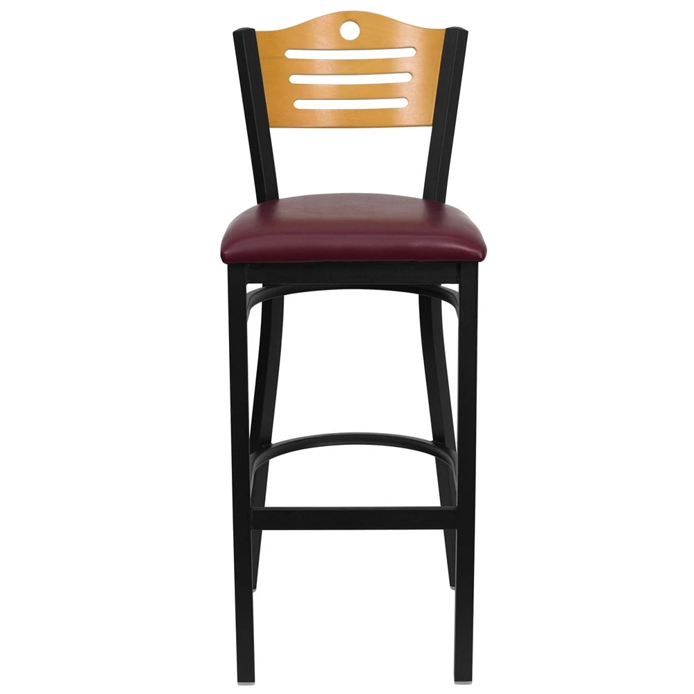 Hercules Series Black SlatRestaurant Barstool